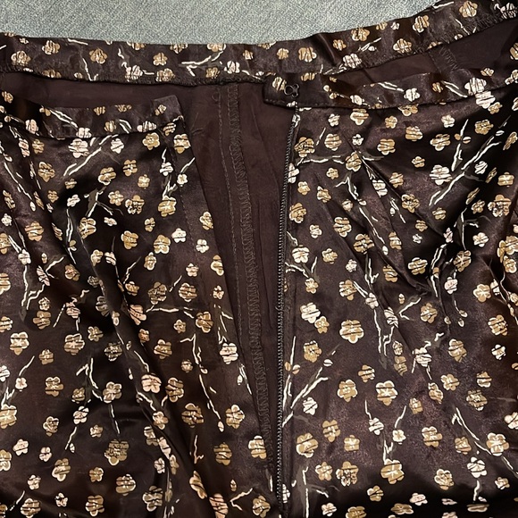 Handmade satin A-line skirt brown with flower & branch pattern 28” waist 24-146 - Picture 5 of 5